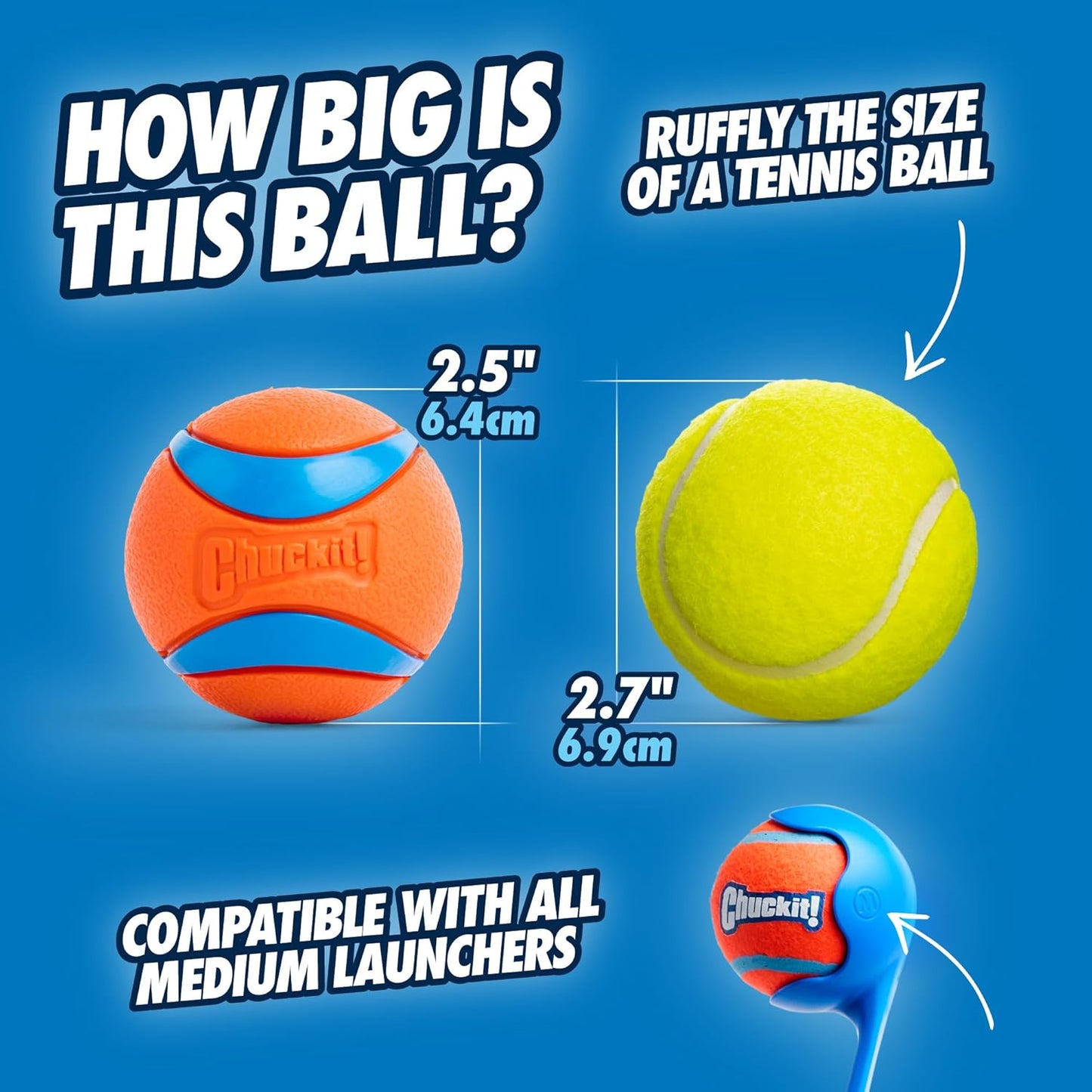 Ultra Bounce Fetch Balls β 2-Pack Medium Floating Dog Toys (2.5") for Active Dogs 20β60 lbs