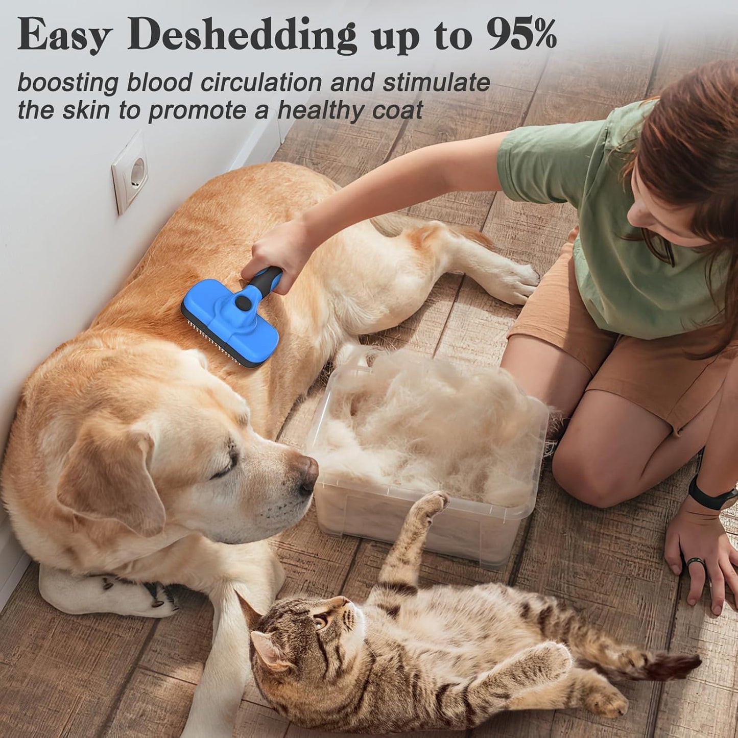Swihauk Self Cleaning Slicker Brush β Gentle Deshedding Grooming Tool for Dogs & Cats β Blue