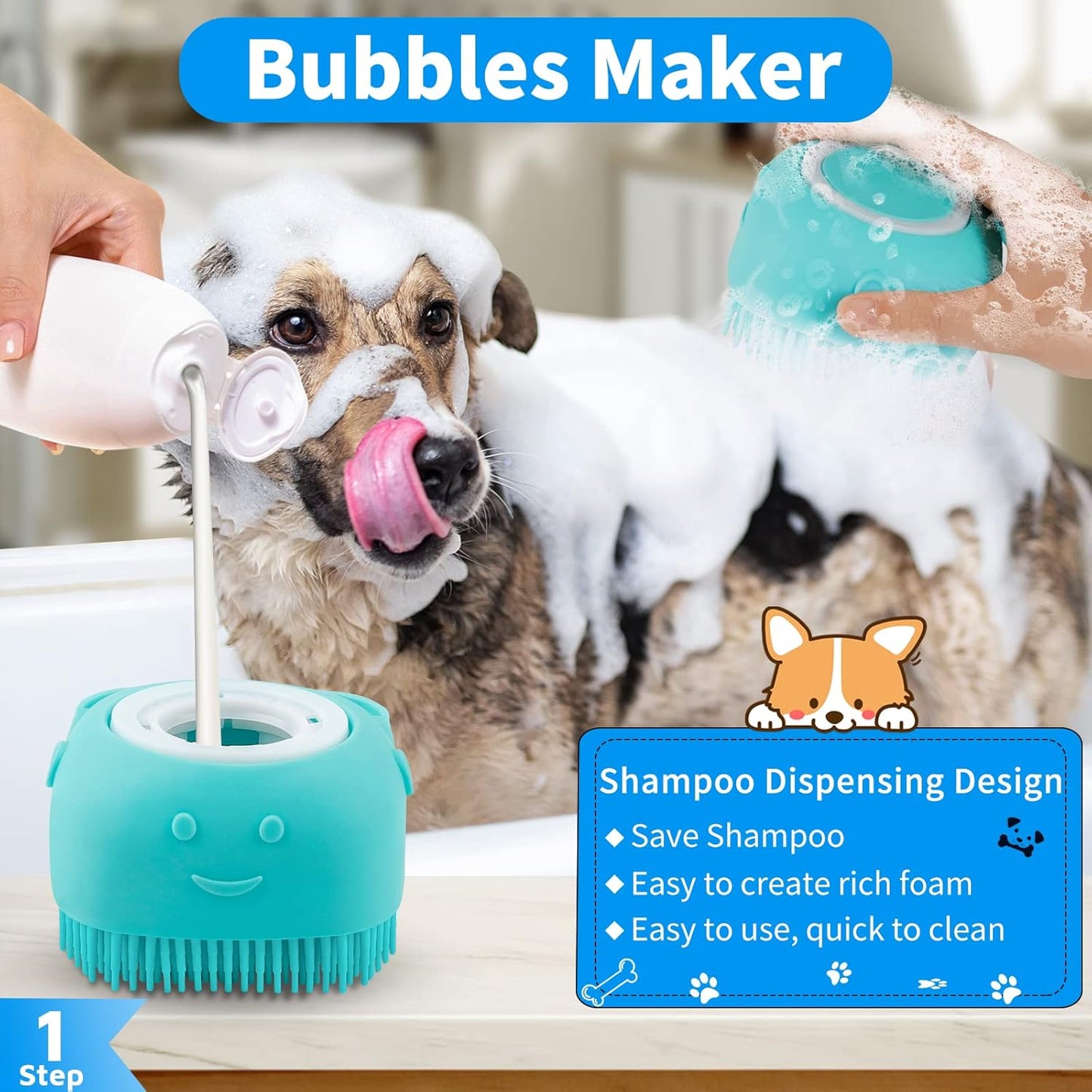 Top 3PCS Dog Bath Brushes for Easy Grooming – Scrub, Shampoo & Shine Your Pet’s Coat