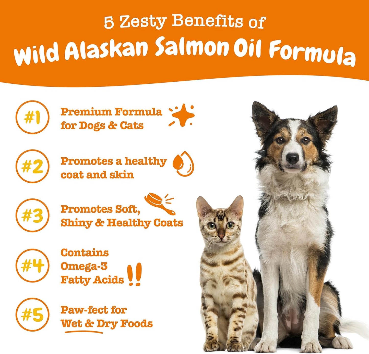 Zesty Paws Wild Alaskan Omega-3 Oil – Premium Skin & Coat Supplement for Dogs and Cats