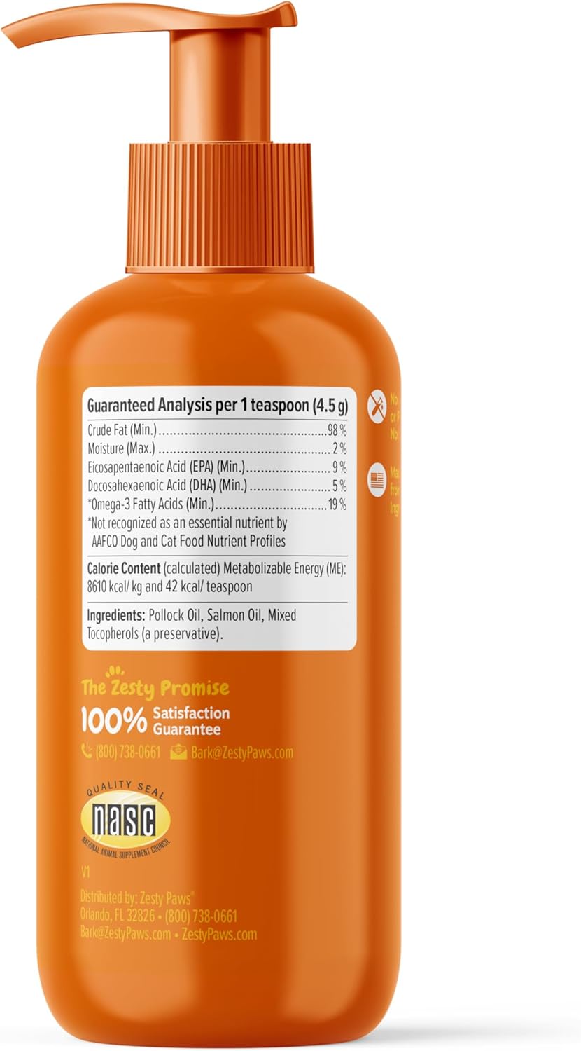 Zesty Paws Wild Alaskan Omega-3 Oil – Premium Skin & Coat Supplement for Dogs and Cats