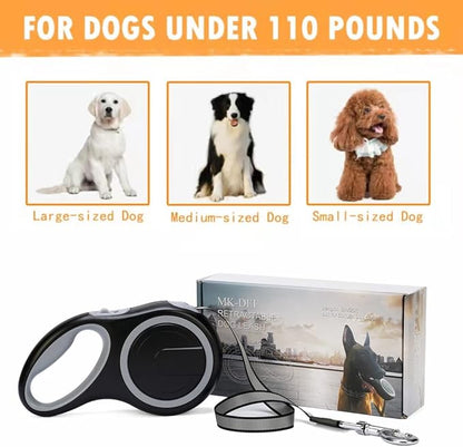 26Ft Heavy Duty Retractable Dog Leash – Tangle-Free, One-Hand Brake, for Dogs up to 110 lbs (Large)