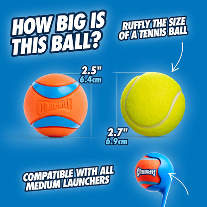 Ultra Bounce Fetch Balls – 2-Pack Medium Floating Dog Toys (2.5") for Active Dogs 20–60 lbs