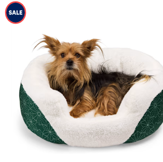 EveryYay Essentials Oval Cuddler Pet Bed, 23" L X 17" W X 7" H, Black and White Plaid