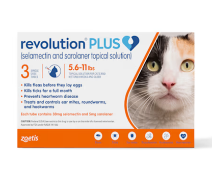 Revolution Plus Topical Solution 5.6-11lbs Cat, 3 Month Supply