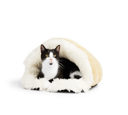 EveryYay Soothing Play Cave Cat Bed, 20" L X 17" W X 12" H, Tan