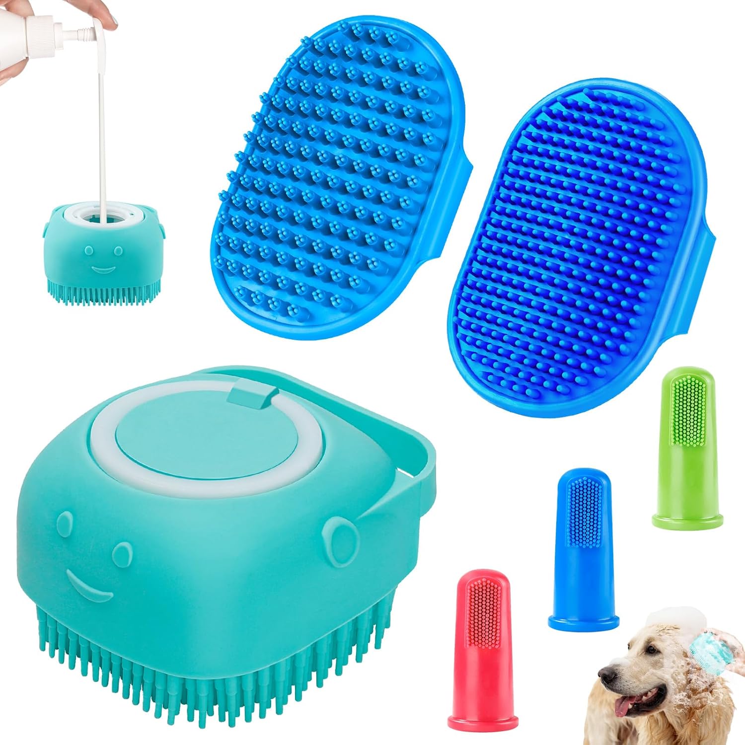 Top 3PCS Dog Bath Brushes for Easy Grooming – Scrub, Shampoo & Shine Your Pet’s Coat